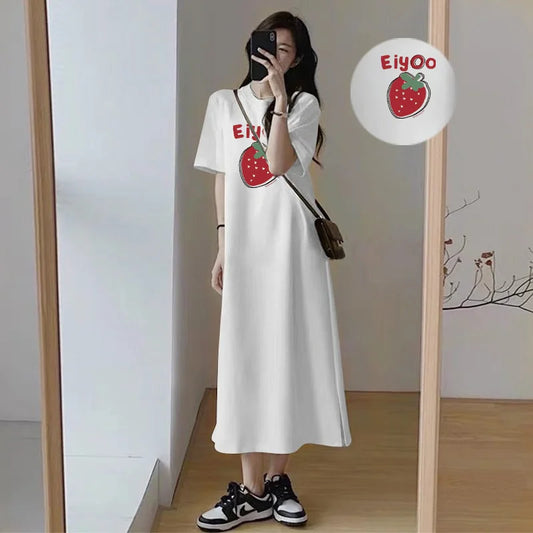 Strawberry Print T-Shirt Dress