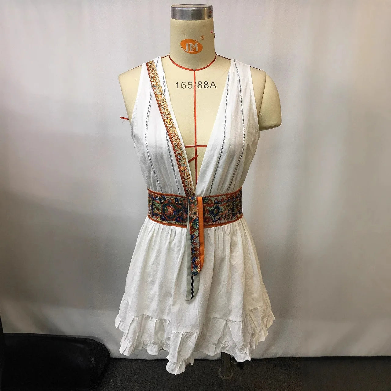 Print V-Neck Strapless Dress