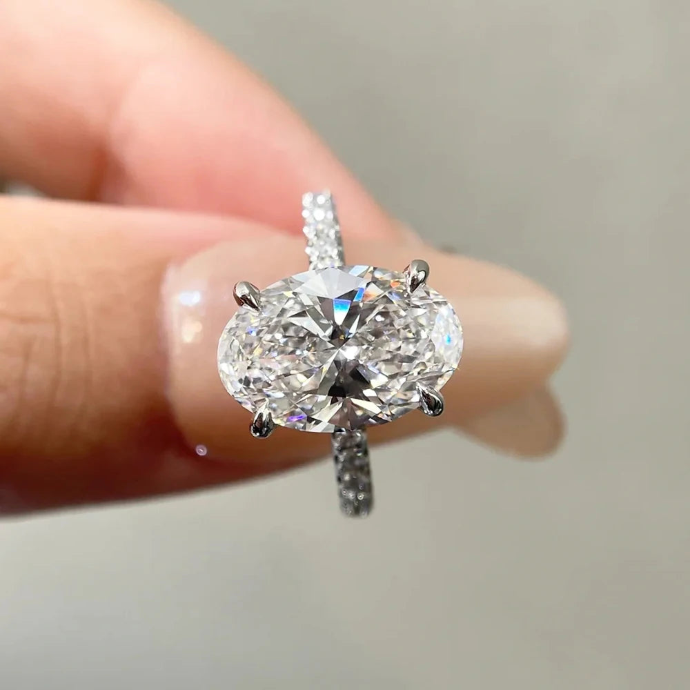 Oval Cut Moissanite Rings S925 Silver