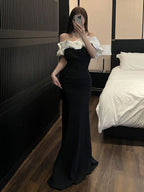 Ruffled Off-Shoulder Evening Gown