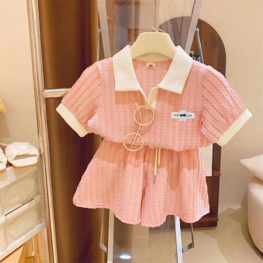 ガールズ服セット 夏 キッズ かわいい スイート 半袖トップス+ショートパンツ 2点セット 子供服 カジュアル 快適 スポーツウェア スーツ 2-10歳