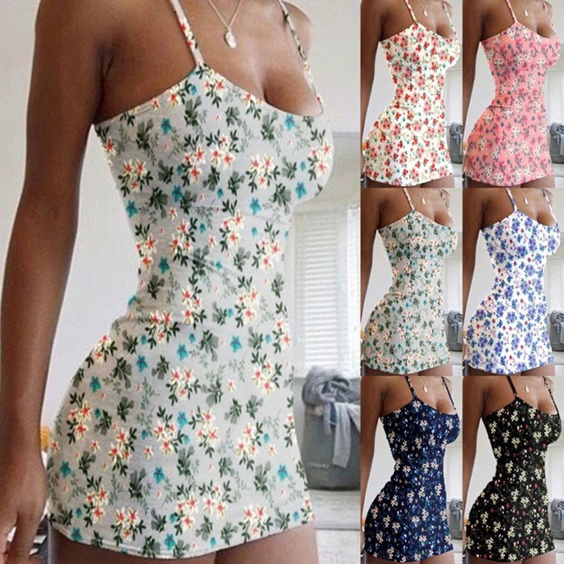 Print Backless Slip Dress