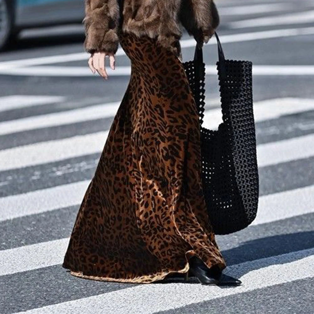 Leopard Print Velvet Pendulum Skirt