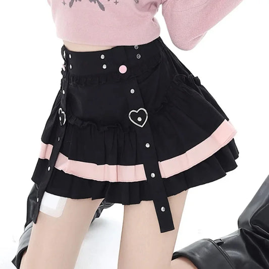 Bandage Patchwork Cake Skirt