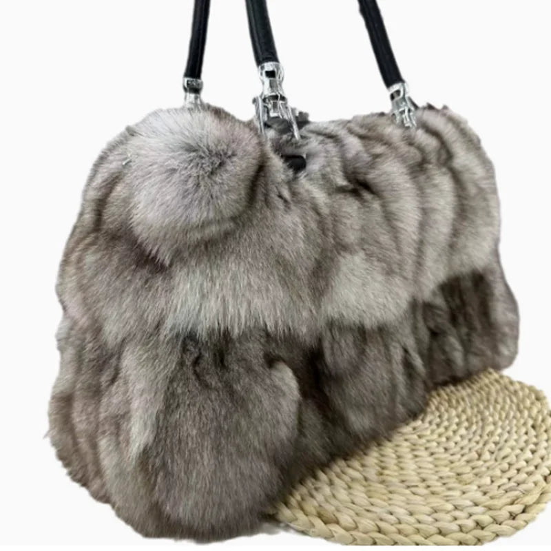 Natural Fox Fur Clutch Bag