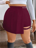 High Waist Pleated Button Skirt