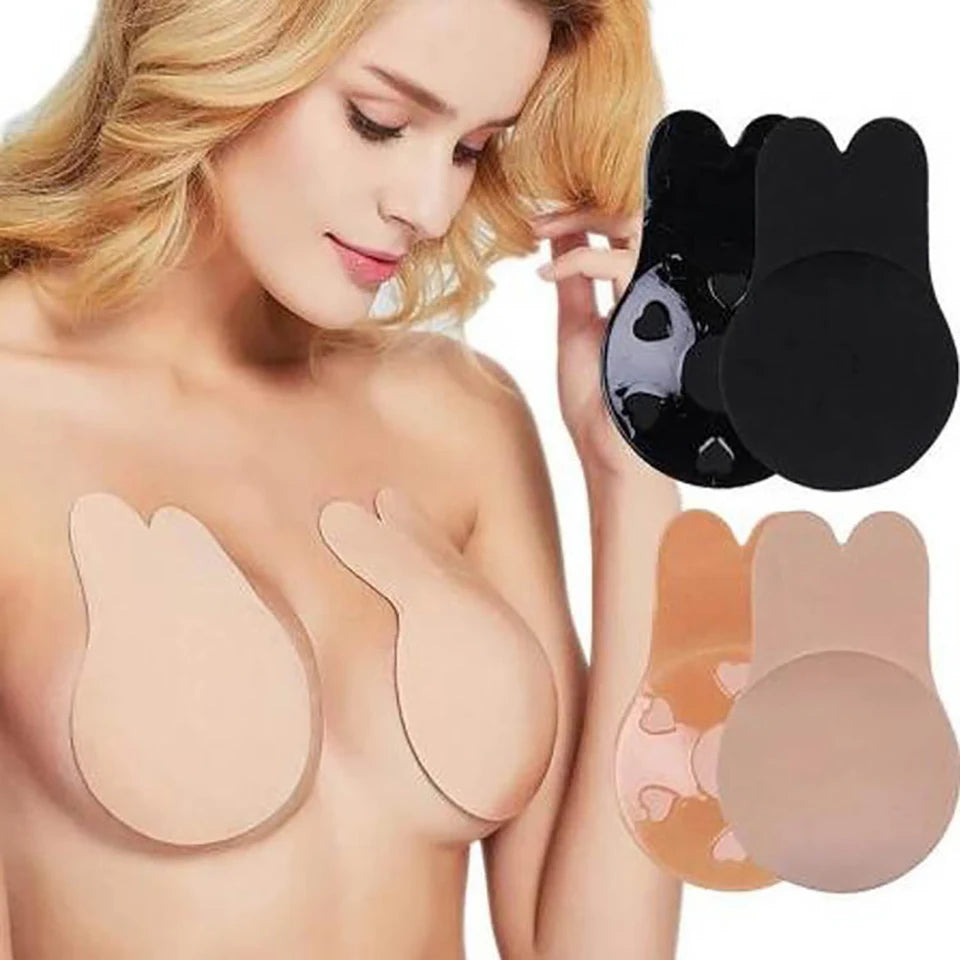 Women's Push Up Bras Self Adhesive Silicone Strapless Invisible Bra Reusable Sticky Breast Lift Tape Nipple Cover Stick On Bras