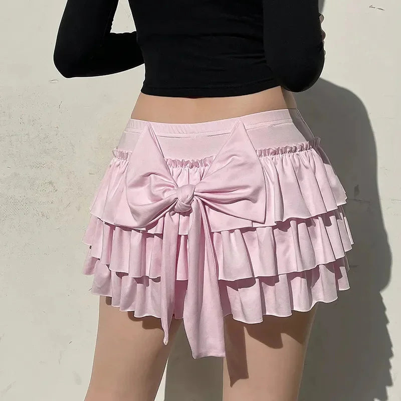 Bow Pleated Mini Skirt