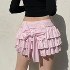 Bow Pleated Mini Skirt