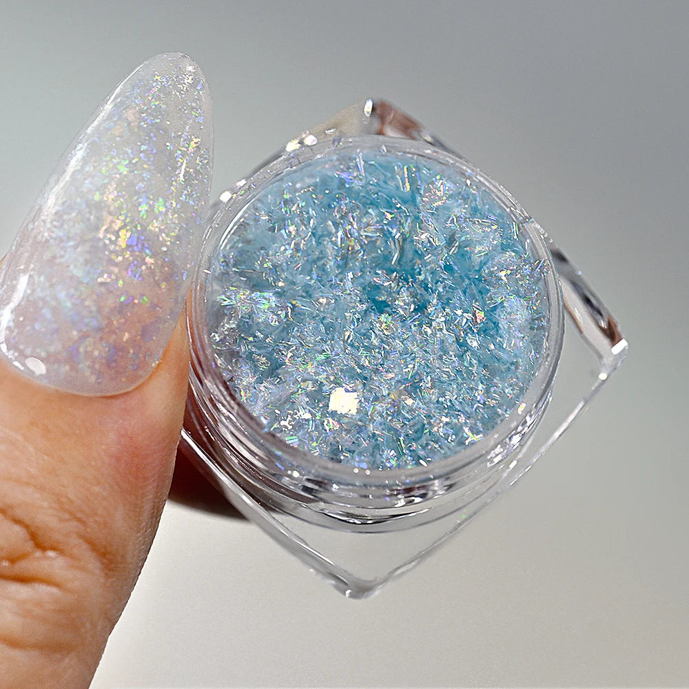 5-Colors Dreamy Aurora Purple Brocade Nail Glitter Powder Ultra-thin Polarized Edelweiss Purple Powder DIY Manicure Opal Dust