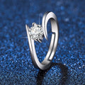 925 Sterling Silver Zircon Adjustable Ring