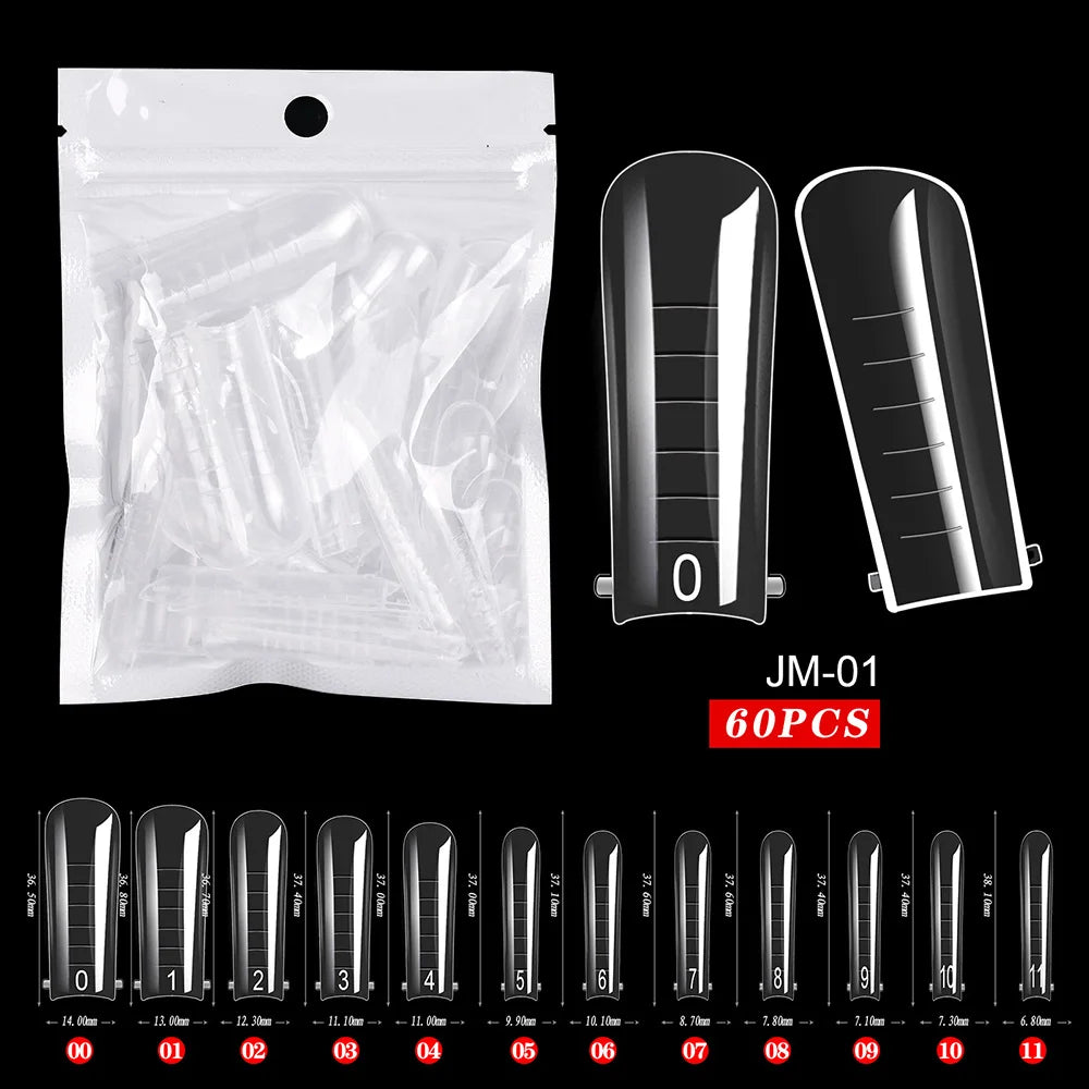 Fake Nail Forms Tips UV Gel For Extension Building Gel Polish Fake Artificial Tool 60pcs
