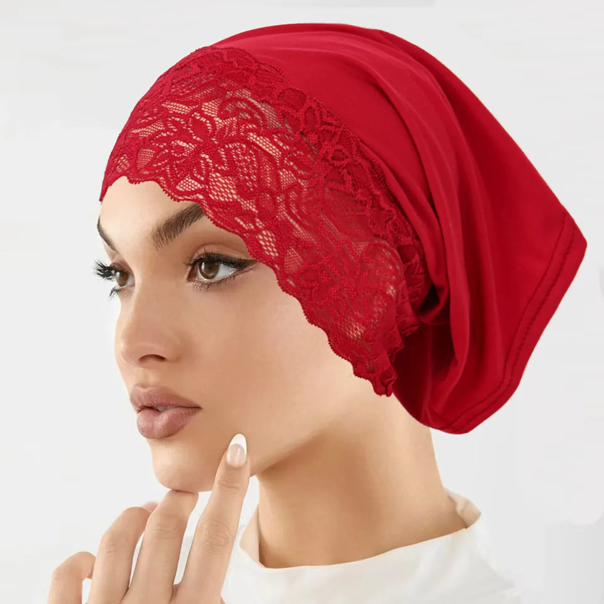 2026 New Inner Hijab Undercap With Lace Muslim Turban Islam Underscarf Hijab Bonnet Soft Stretch HIjabs Tube Cap Turbante