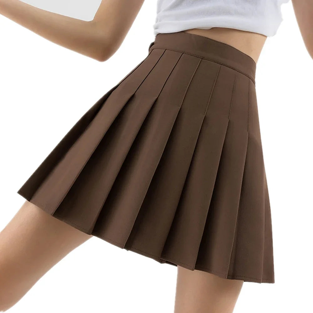 High-Waisted Pleated Plaid Mini Skirt
