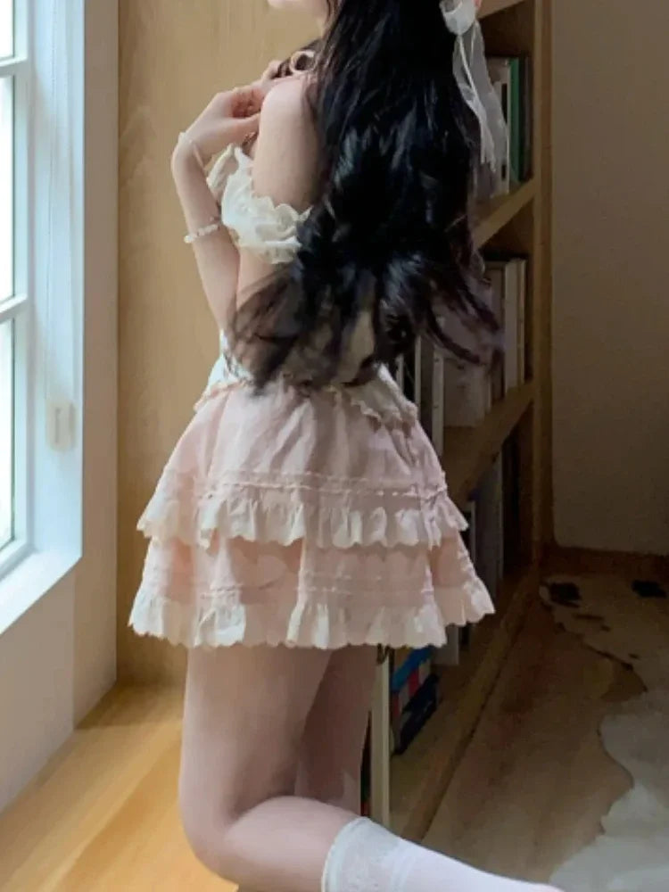 Sweetheart Lace Corset Top & Tiered Skirt Set