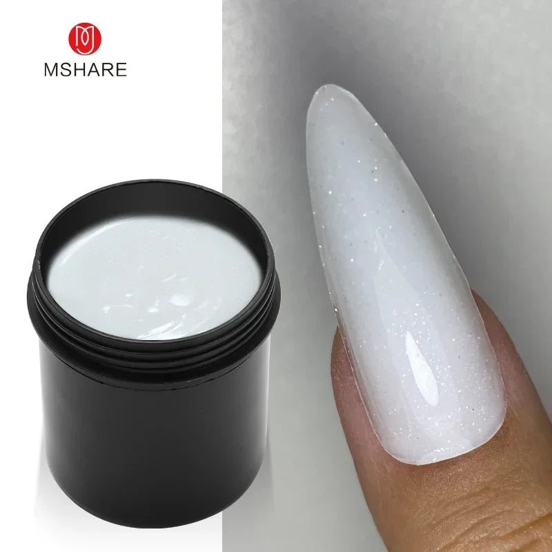 MSHARE 150ml Ice Blue Jelly Gel Builder Nail Extension Gel Tpo Hema Free Gel Nail Construction Cream Medium Shimmer UV Led Gel