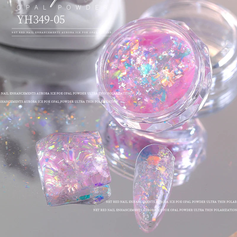 5-Colors Dreamy Aurora Purple Brocade Nail Glitter Powder Ultra-thin Polarized Edelweiss Purple Powder DIY Manicure Opal Dust