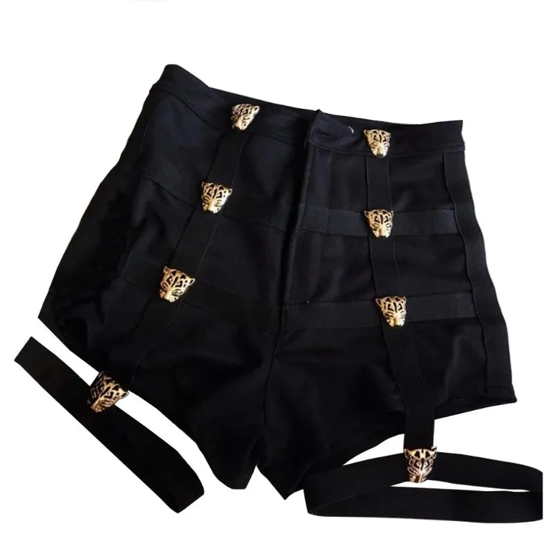 High Waist Bandage Hollow Out Shorts