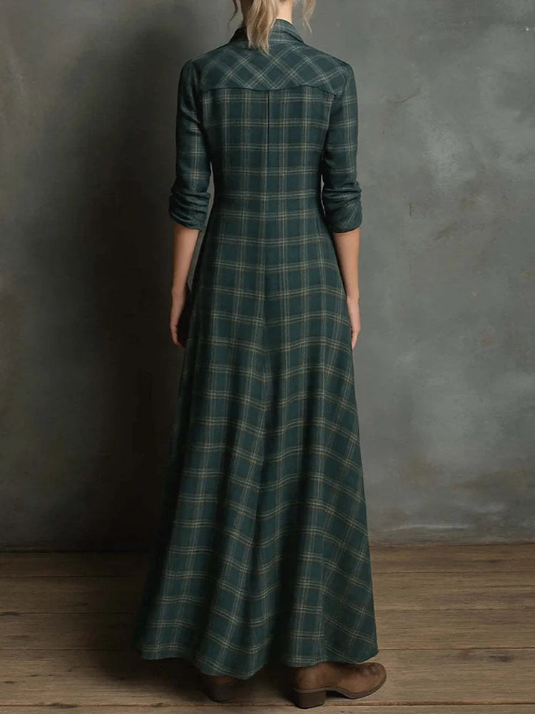 Long Sleeve Plaid Dress