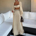 Fansumgo Cover-up Crop Tops And Maxi Skirt Set
