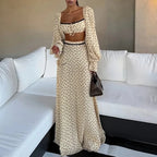 Fansumgo Cover-up Crop Tops And Maxi Skirt Set