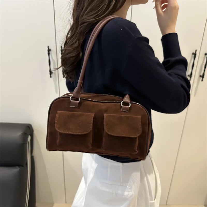 Suede Square Shoulder Bag