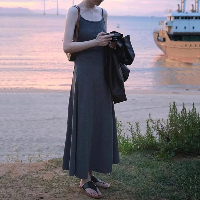 Solid Casual Basic Spaghetti Strap Dress