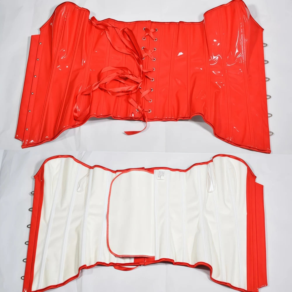 HLJ&GG Glossy Leather Corset Two Piece Sets