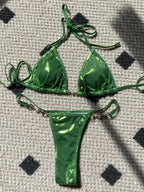 PU Leather Pearls Bikini