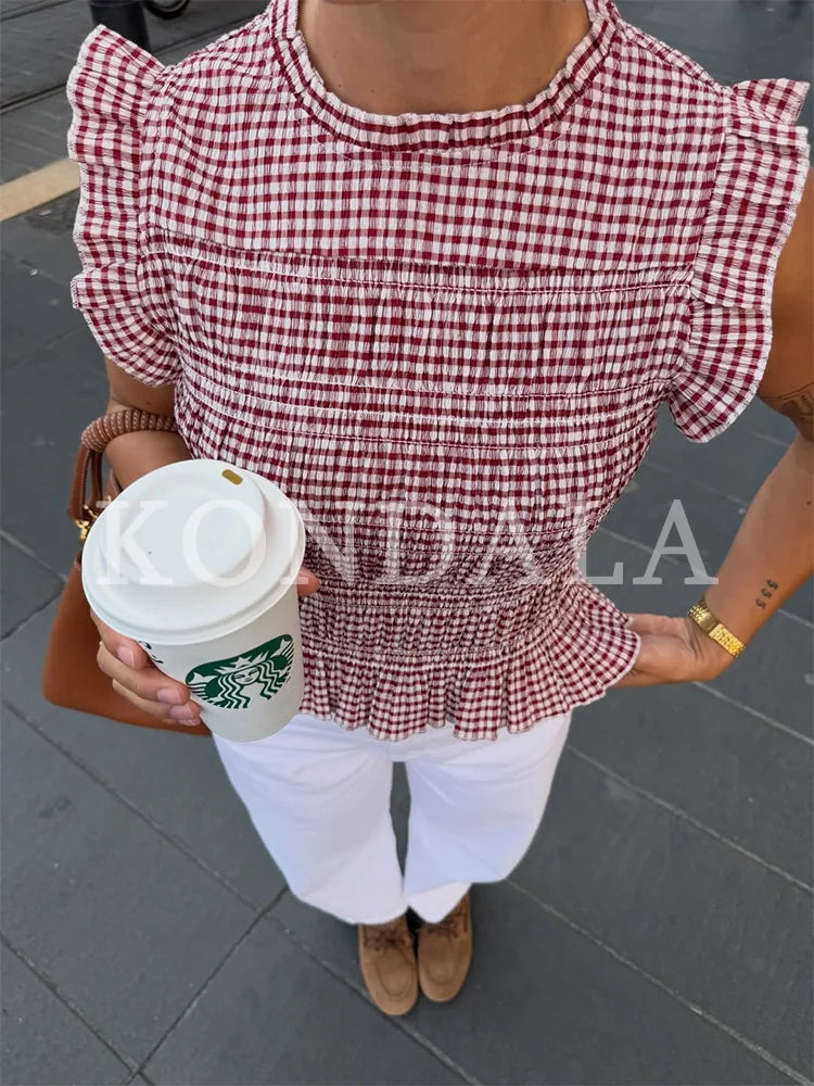 KONDALA Plaid Sleeveless Top