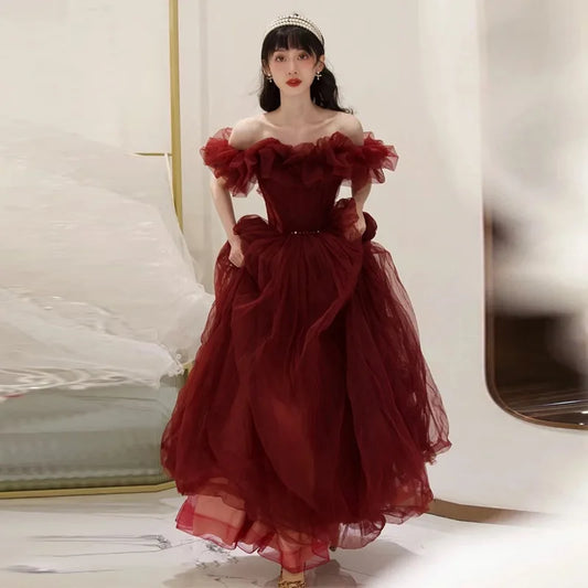 Ruffled Tulle Ball Gown