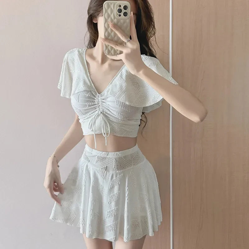 Gathered Swimwear INS Separate Skirt Bikini Set