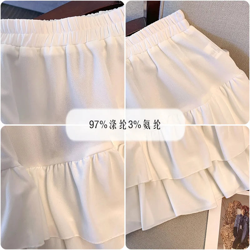Pleated Ruffled Edge Skirt