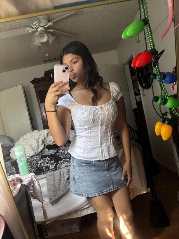 Folds Lace-up Blouse