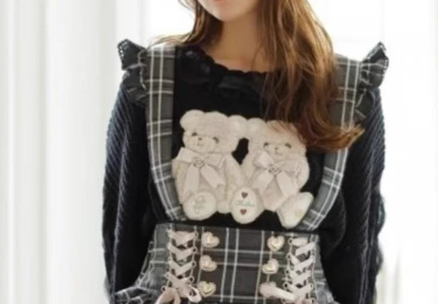 Cartoon Bear Knit Pullover Sweater
