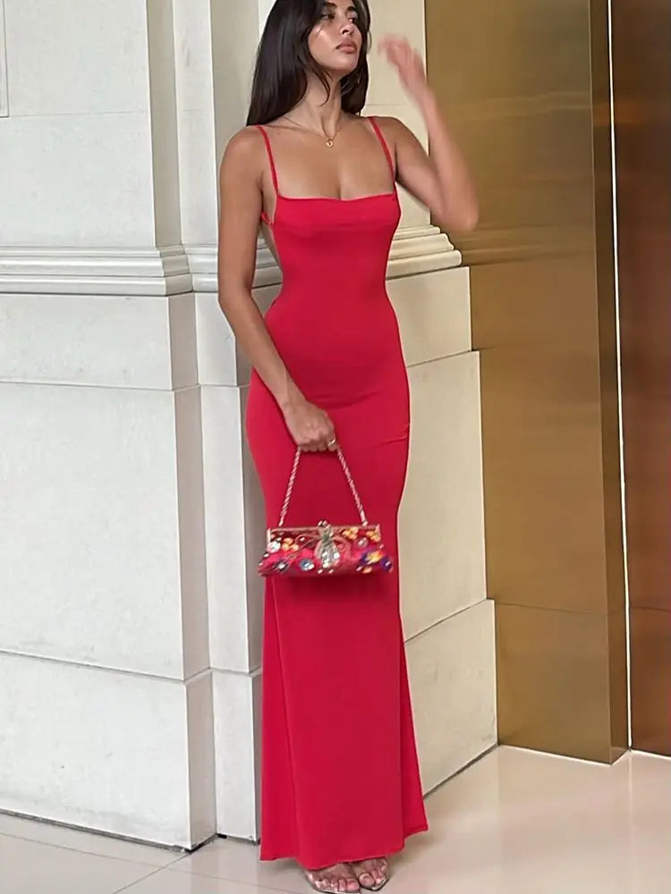 Draped Backless Sleeveless Slip Maxi Dress