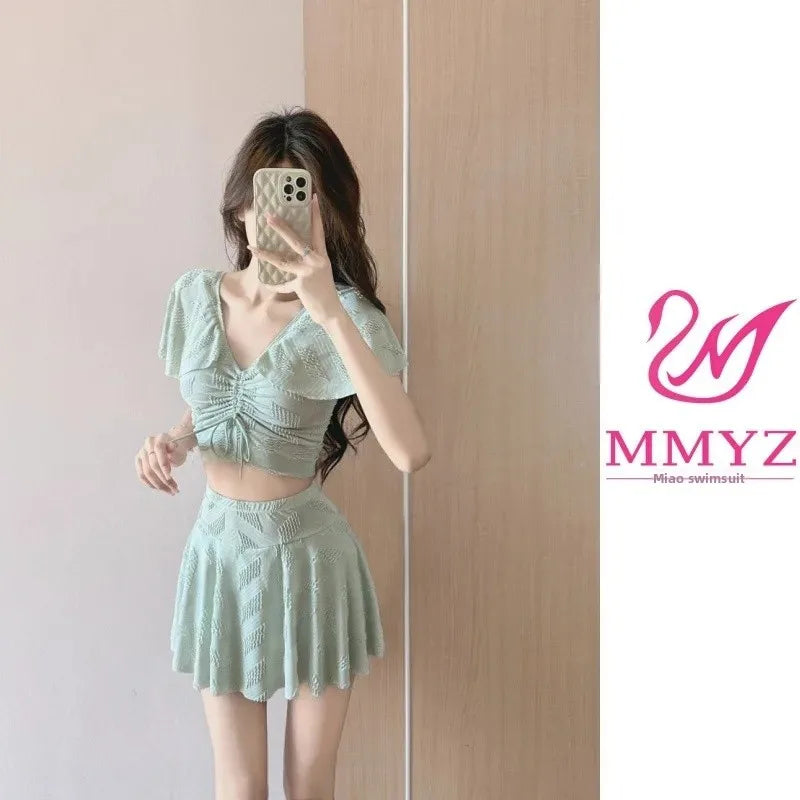 Gathered Swimwear INS Separate Skirt Bikini Set