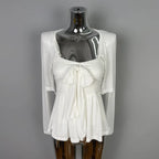 Sweetheart Bow Peplum Camisole & Bolero Cardigan Set