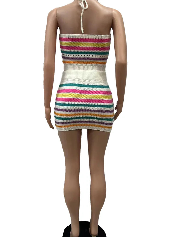 Striped Knittng Two Piece Set