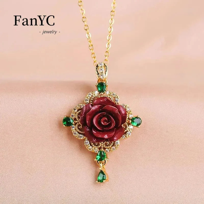 Natural 925 Silver Inlaid Purple Gold Sand Rose Pendant