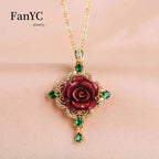 Natural 925 Silver Inlaid Purple Gold Sand Rose Pendant