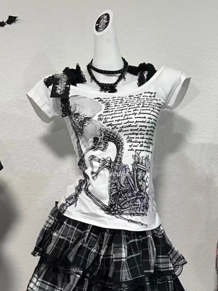 Lace Bandage Crop T-Shirt