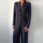 Backless Tie Waist Pinstripe Blazer Set