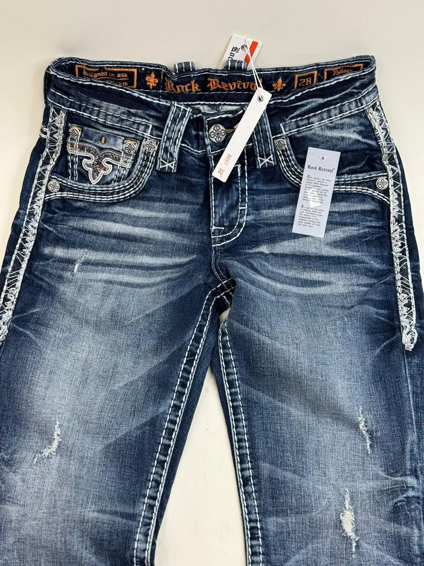 Denim Embroidery Pocket Wide Jeans