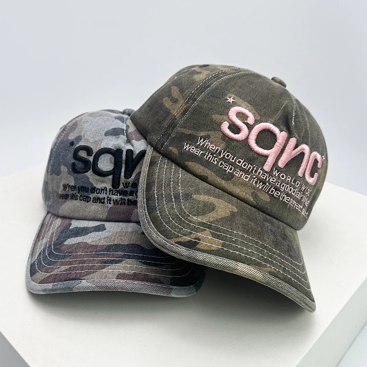 CAMO Letter Embroidery Baseball Hat