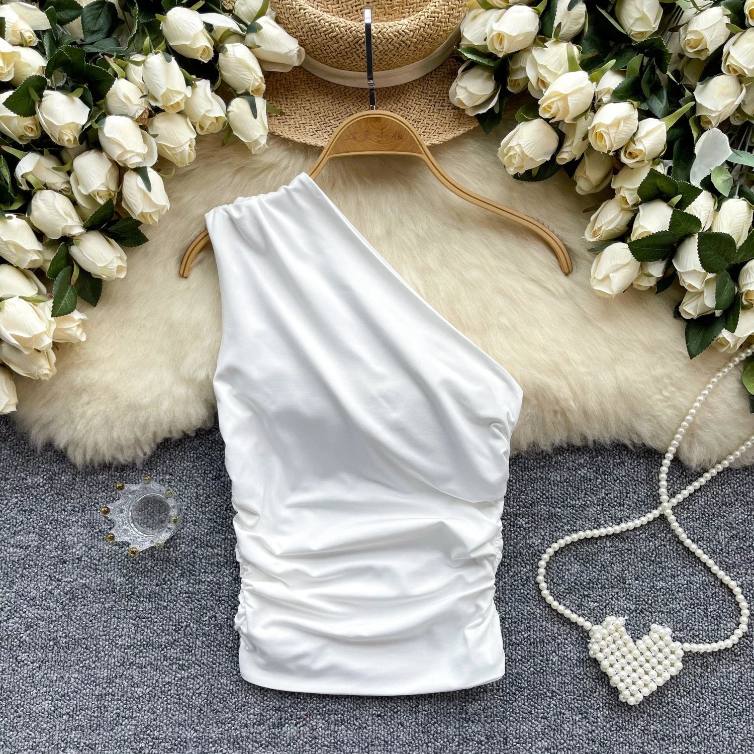 Asymmetrical Pleated Tank Top
