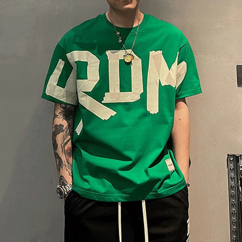 Solid Color Letter Printed Tee
