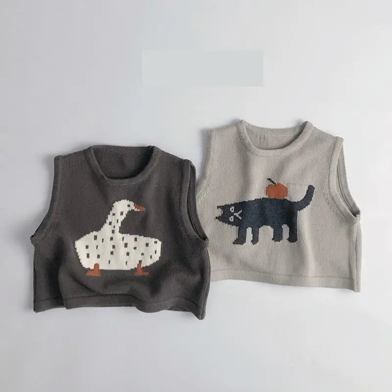Animal Graphic Knit Sweater Vest
