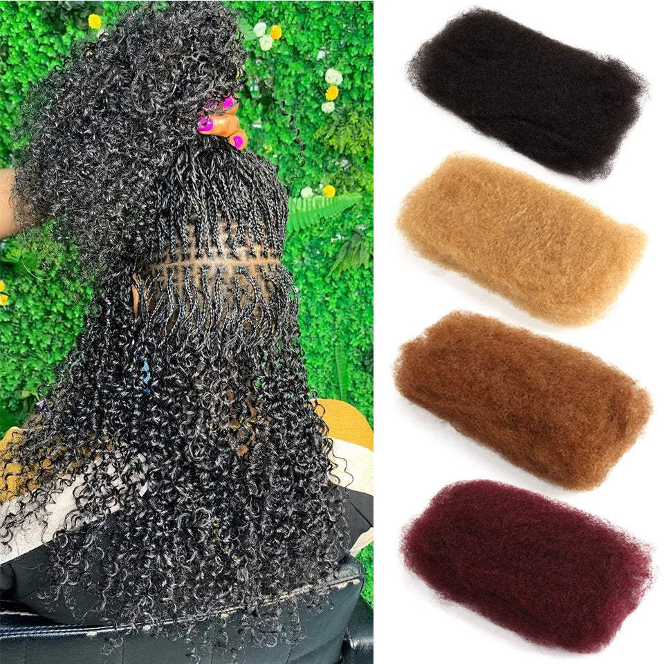 22 inch Brown Blonde QVR Afro Kinky Bulk Hair No Attachment Afro Curly Bulk Human Hair Remy Dreadlock Natural Color Braids Hair