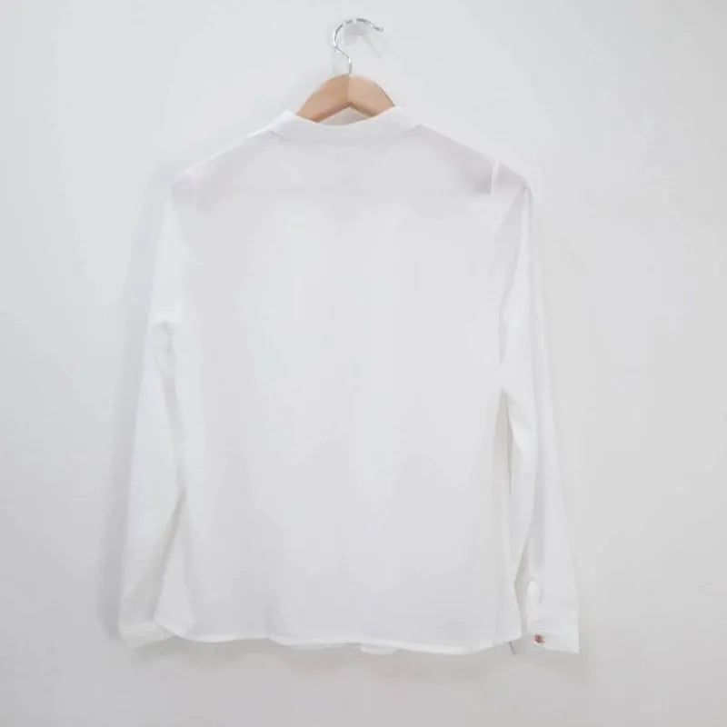 Mock-Neck Blouse with Keyhole Detail